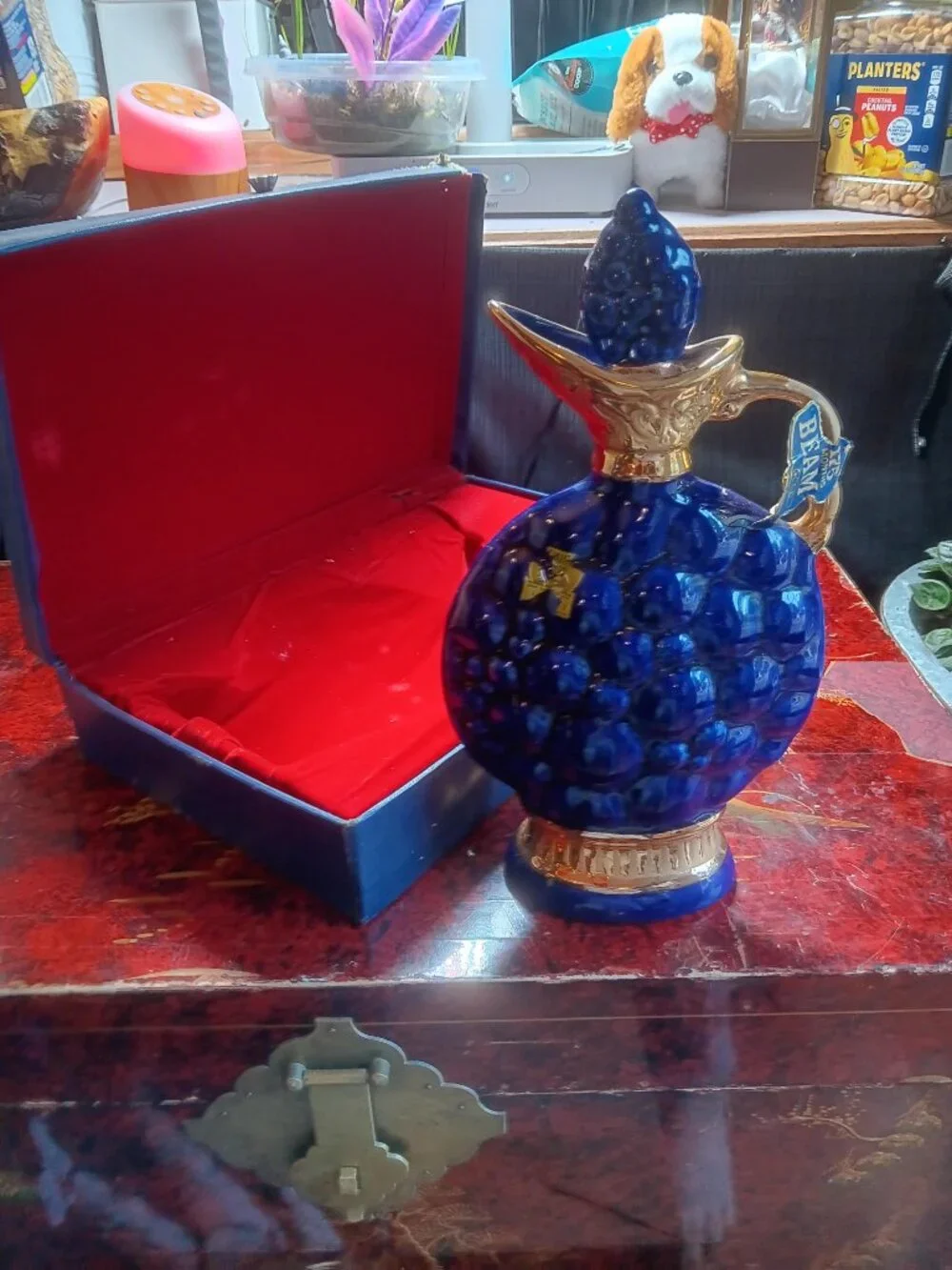 Jim Beam 175 Months Decanter Cobalt Blue Grape Regal China With Box***READ***